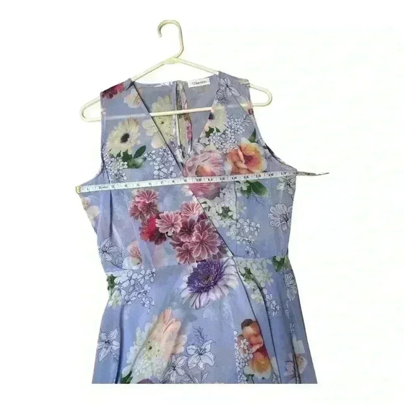 Calvin Klein Lavender Chiffon Floral Faux Wrap Dress, Size 6 (approximate) - Picture 6 of 7